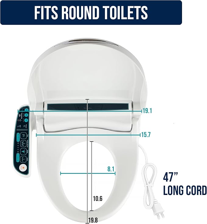 BidetMate 2000 Series Electric Bidet Toilet Seat, Round, Heated Seat | Heated Water Seat, Unlimited Warm Water Wash, Dryer, Deodorizer, Self Cleaning Nozzle, Side Panel Control, Fits Round Toilets