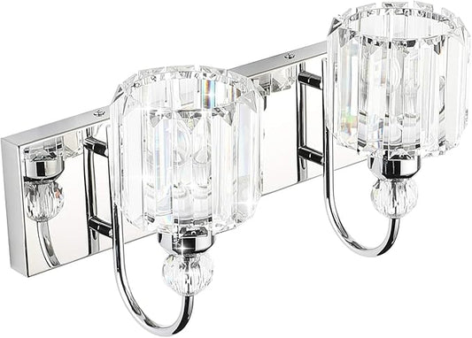 Ralbay Modern Bathroom Vanity Light - 2-Light Crystal Wall Fixture for Bathroom