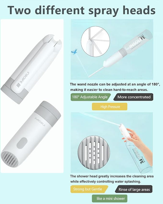 Insolife Portable Bidet | High Pressure Portable Bidets for Travel | Rechargeable Electric Portable Bidet for Women & Men | Travel Bidet