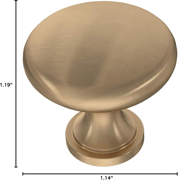 Franklin Brass (10-Pack) – Champagne Bronze Cabinet Knobs for Dressers, Drawers, Kitchen Cabinet Door, Vanity, Furniture, Closet Knobs, 1-3/16 Inch Round | Mushroom