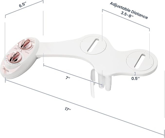 LUXE Bidet NEO 185 - Bidet Attachment for Toilet Seat, Rose Gold | Non-Electric, Dual Nozzle, Self-Cleaning, Adjustable Water Pressure, Rear & Feminine Wash