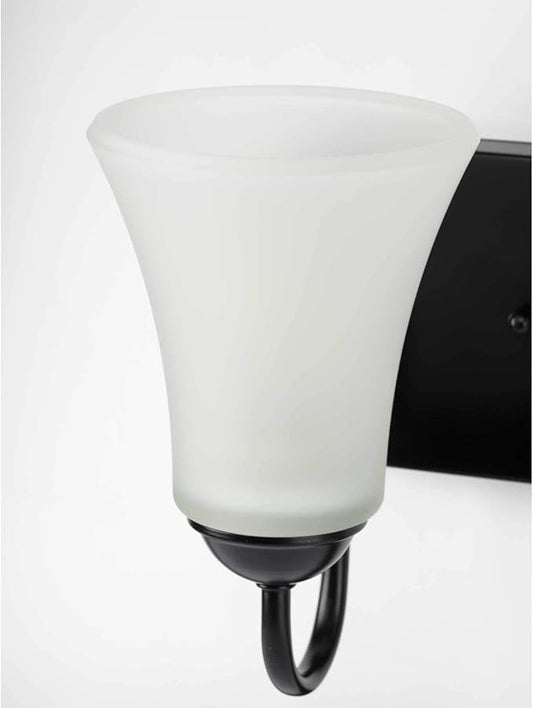 Progress Lighting Classic Collection 2-Light Etched Glass Traditional Bath Vanity Light Matte Black
