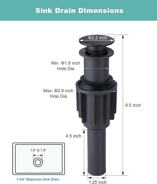 Bathroom Sink Drain Without Overflow, ARCORA Oil Rubbed Bronze Pop Up Drain for Vessel Sink Clicker Drain Stopper