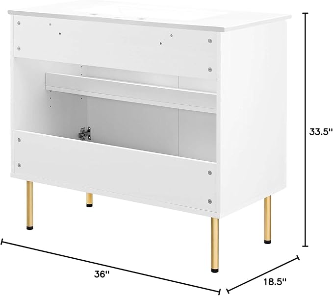 Modway EEI-6697-WHI-WHI Chaucer 36" Bathroom Vanity, White White