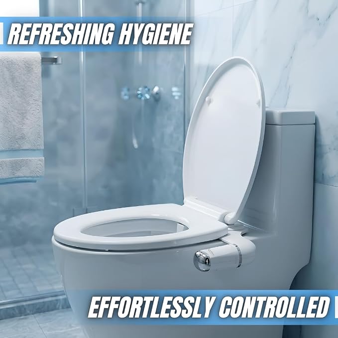 Bidet Attachment for Toilet - Ultra-Slim Hygienic Bidet Attachment For Existing Toilets - Bidet Toilet Seat Attachment with Pressure Controls - Travel Bidet Included (Left Hand Operation)