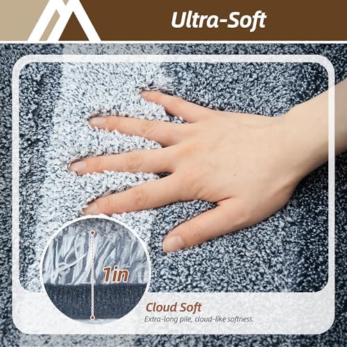 COSY HOMEER Bathroom Rugs 59x20,Ultra Soft Absorbent Bath Mat,Dark Blue