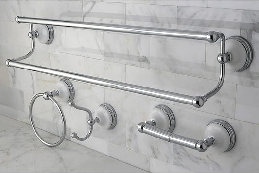 Kingston Brass BAK1113478C Victorian 4-Piece 24-Inch Dual Towel Bar Bathroom Accessory Set in Polished Chrome