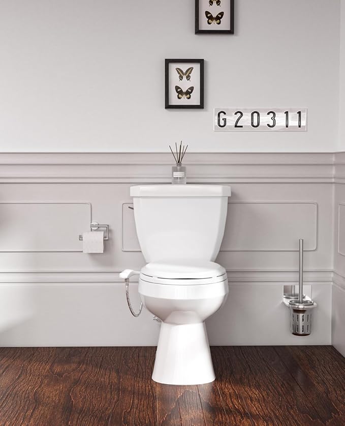 SAMODRA Bidet Toilet Seat with Soft Close Lid - Non-Electric Dual Nozzle System, Quick-Release for Easy Installation & Clean