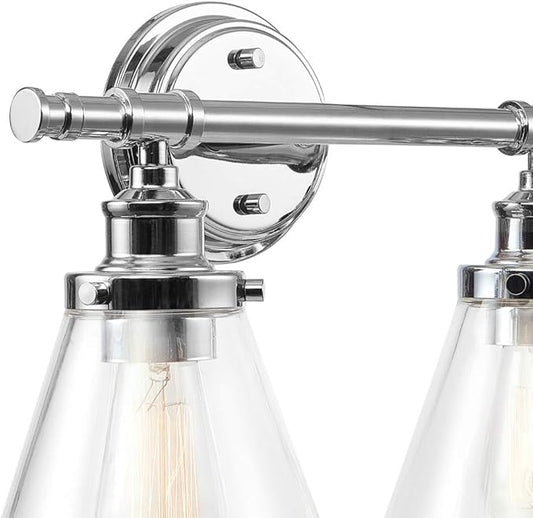 GLOBE Electric 51412 Parker 2-Light Vanity Light, Chrome, Clear Glass Shades