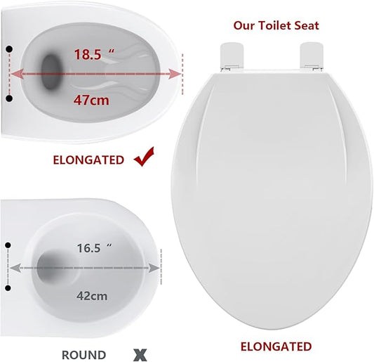 Potty Training Seat Built-In Toilet Seat, Elongated Toilet Seat 19 Inch with Baby Seat, 2 In 1 Soft Close Quiet No Slapping, Magnetic Absorption, Easy Installation for Bottom Fixing Toilet