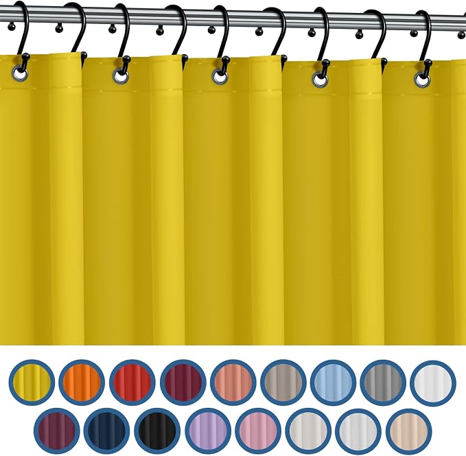 No Smell Shower Curtain Liner 72x72 Yellow - PEVA Plastic Shower Curtain for Bathroom, PVC-Free Waterproof Yellow Shower Liner with Metal Grommets and Magnet-Weighted Bottom Hem - Washable Liner