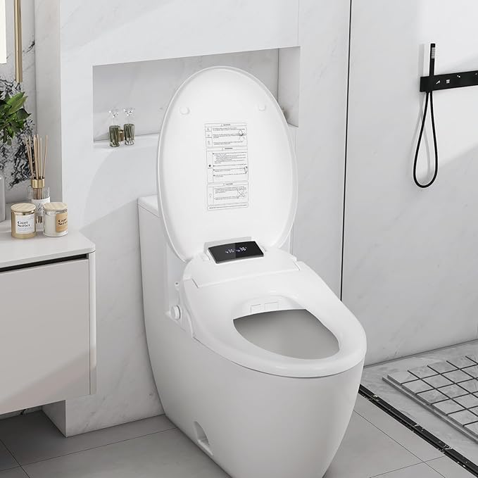 CCV Electric Bidet Toilet Seat with Remote Control, Elongated, Heated Thermostatic Warm Water Bidet with Dryer, Kids Model, Rear and Front Wash, Slow Closes, Night Light