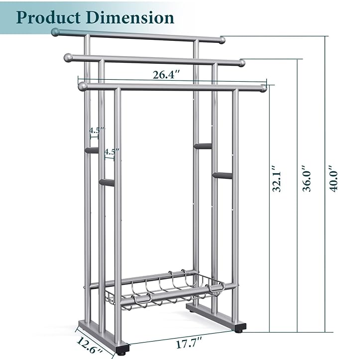 Kayfia 40'' Freestanding 3 Tier Alloy Steel Towel Rack with Storage Basket | Dual-Use Drying & Display Rack, Holds Oversized Bath Towels & Blankets, Fits Bathroom, Tub, Shower, Poolside, Silver