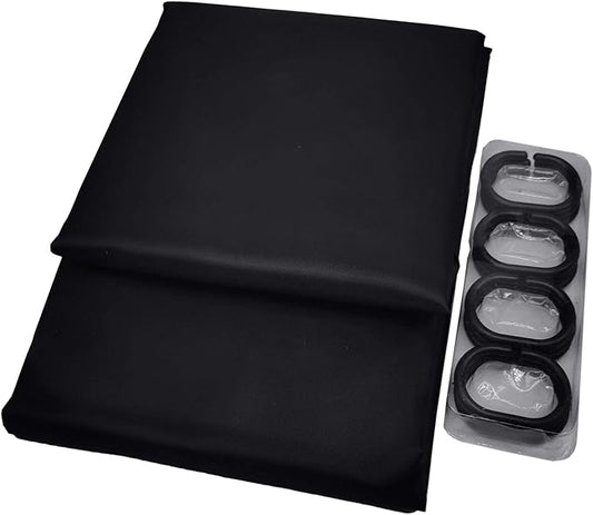 Black (72x78 Inches) Fabric Shower Curtain Liners Hotel Quality Machine Washable Bath Bathroom w/12pcs Hooks