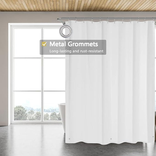 White Shower Curtain Liner, 4G PEVA Shower Liner, Plastic Peva Waterproof Shower Curtains, 72x72 inch with Grommet Holes 3 Magnetic Weights