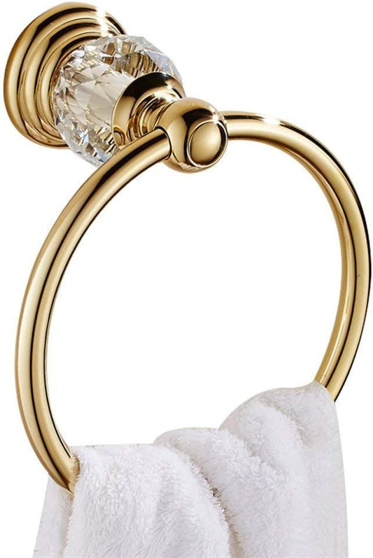 WINCASE Gold Bathroom Accessories, Adjustable Crystal Towel Bar Set, Golden Hardware Set Hand Towel Ring Racks Paper Holder Hook Wall Mounted