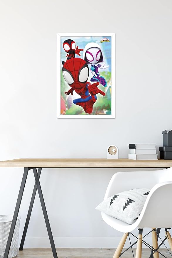 Trends International Marvel Spidey and His Amazing Friends - Webs Wall Poster, 14.72" x 22.37", White Framed Version