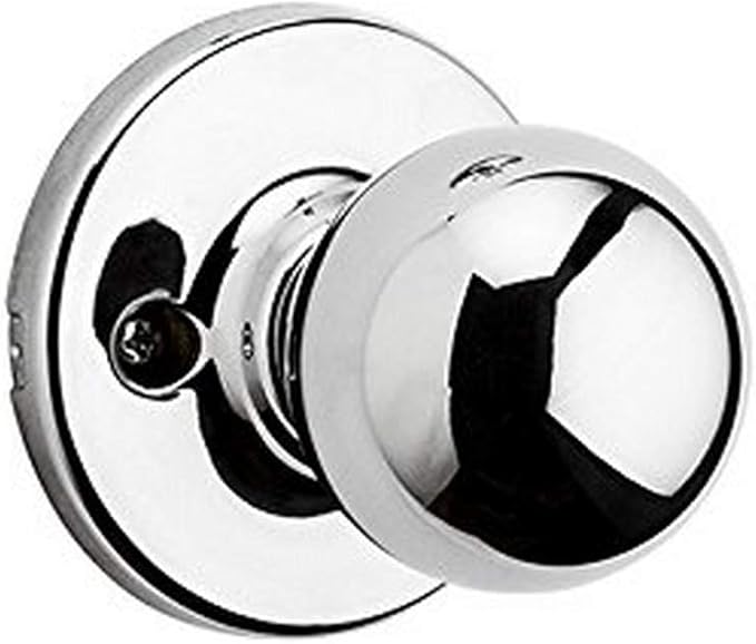 Kwikset Polo Dummy Door Knob, Single Sided Handle for Closets, French Double Doors, and Pantry, Polished Chrome Non-Turning Interior Push/Pull Door Knob