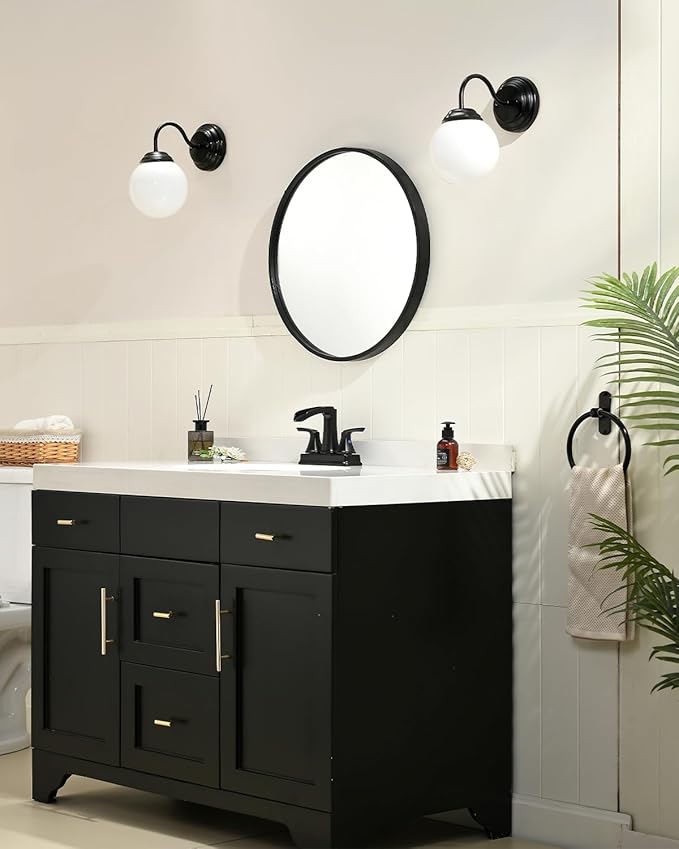 Fapully Matte Black Bathroom Faucet, Waterfall Bathroom Sink Faucet Widespread, 4 Inch Centerset Faucet for Bathroom Sink with Pop-up Drain