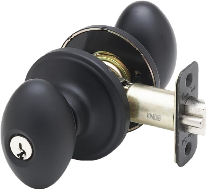 Copper Creek EK2040BC Egg Door Knob, Keyed Entry Function, 1 Pack, in Black