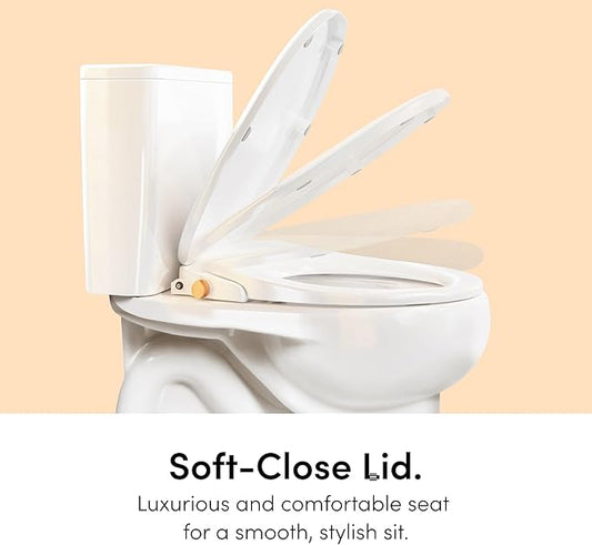 TUSHY Oasis Non-Electric Warm Water Bidet Seat (Elongated) | Self-Cleaning Dual Nozzles, Adjustable Temp & Pressure | 10-Min DIY Install, Soft-Close Lid, Sleek Design, Spa-Like Comfort, Platinum Knob