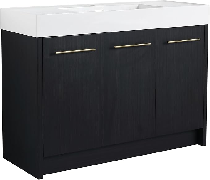 48 Inch Freestanding Bathroom Vanity,48" Bathroom Vanity with Sink,Modern Single Sink Vanity Combo,Black Floor Stand Cabinet Set