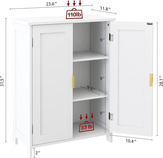 TaoHFE White Bathroom Storage Cabinet,Bathroom Cabinets Freestanding with 2 Doors,Towel Cabinet for Bathrooms,Restroom Cabinets,Small Storage Cabinet for Office,Restaurant,Living Room