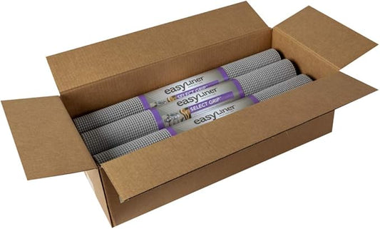 EasyLiner Select Grip Shelf Liner - Easy to Install & Cut to Fit - Non Slip, Non Adhesive, Drawer Shelf & Cabinet Liner for Kitchen, Bathroom, Pantry Cupboards - 20in. x 6ft. - Grey - 6 Rolls