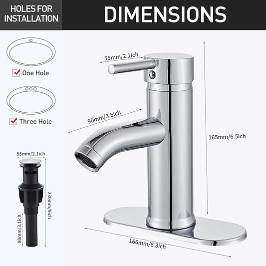 Chrome Bathroom Sink Vanity Faucet Single Handle Modern RV Faucet Deck Mount 1 Hole or 3 Holes