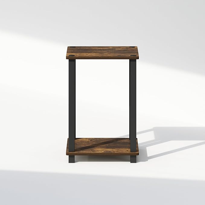 Furinno Simplistic Night Stand, 2-Tier Small Nightstand with Open Shelf, Toolless Assembly Bedside Table, End Table, Side Table, for Bedroom, Closet, Dorm, Amber Pine