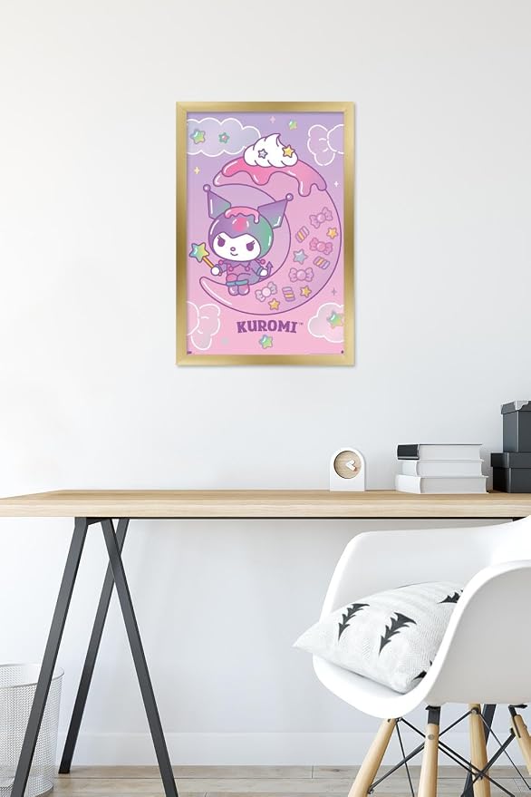 Trends International Hello Kitty and Friends: 24 Dreamland - Kuromi Wall Poster, 22.4L x 14.7W, Gold Framed Version
