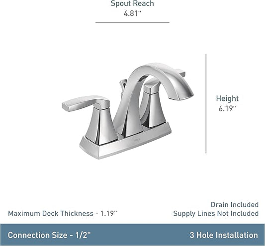 Moen 6901ORB Voss Two-Handle High-Arc Centerset Bathroom Faucet with Drain Assembly, Oil-Rubbed Bronze
