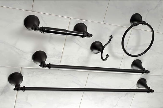 Kingston Brass BAHK1612478K Naples Bathroom Hardware Set, Matte Black 27.56 x 6.13 x 2.25