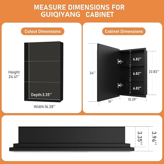16X24 Inches Medicine Cabinet, Wall Mounted Bathroom Cabinet wirh Beveled Mirror, Recessed or Surface Medicine Cabinet with Storage