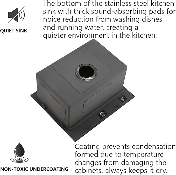 20 Inch Black Drop In Bar Sink Small Kitchen Sink | 20x16 Small Stainless Steel Outdoor Rv Sink Top Mount 16 Gauge Single Bowl Kitchen Sink with Drain