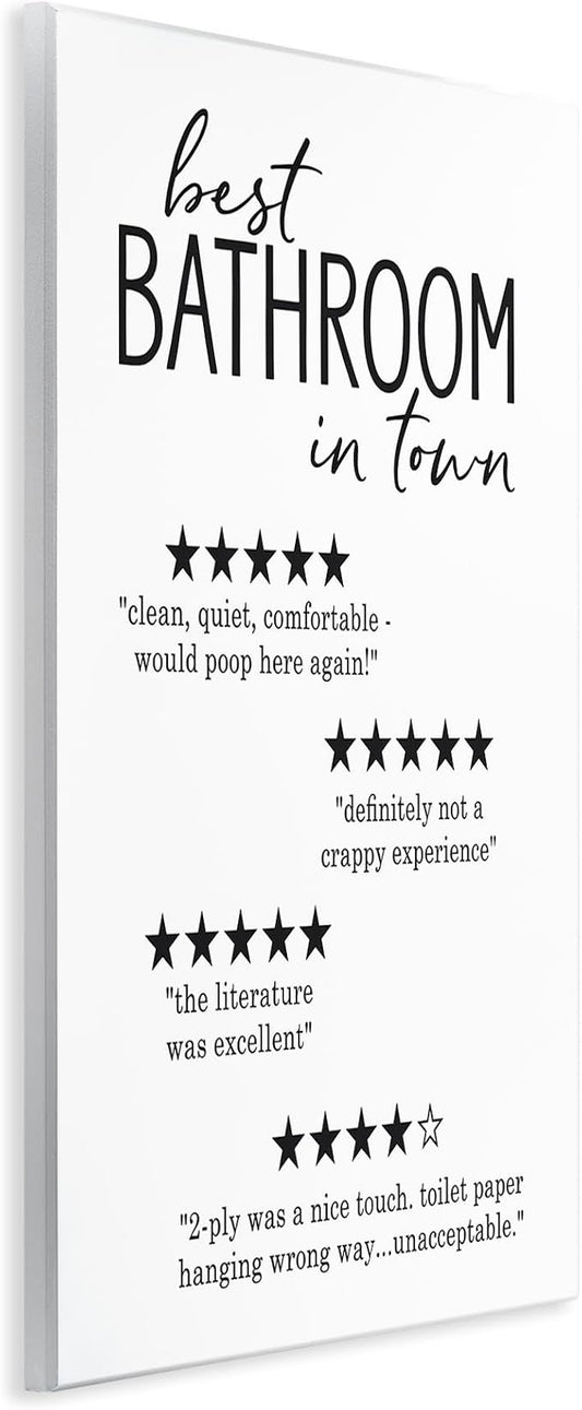 Funny Bathroom Five Star, 13 x 19 Inch Mounted Print on Wall Plaque | Stupell Industries · By Lettered and Lined · Hand finished and ready to hang · Made in USA