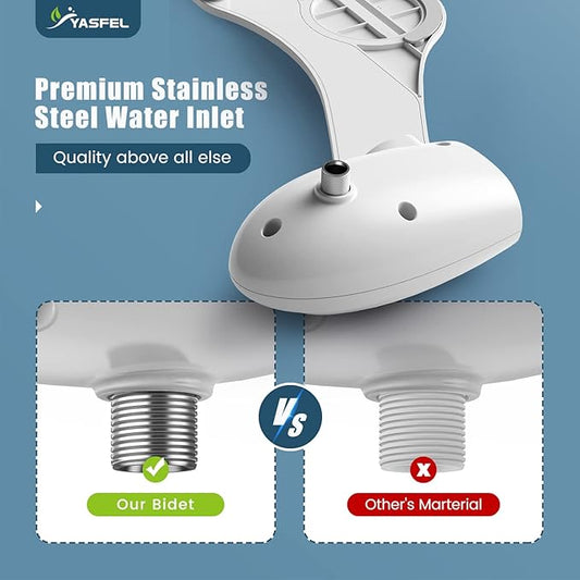 YASFEL Bidet Attachment for Toilet, Non-Electric Self-Cleaning Bidet Seat Attachment, Fresh Cold Bidet Attachment for Feminine/Posterior Wash, with Adjustable Pressure Control (Blue/White)