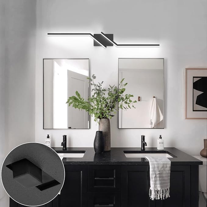 Modern Bathroom Vanity Light Matte Black Vanity Lighting Fixtures 40 Inch LED 5CCT Dimmable Lighting Fixtures Over Mirror