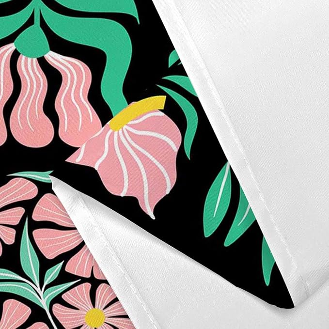 JAWO Pink Green Floral Shower Curtain for Bathroom, Retro Boho Floral Shower Curtains Decor for Women Girls, Vintage Botanical Geometric Groovy Aesthetic Pattern Shower Curtain Sets with Hooks47X64IN