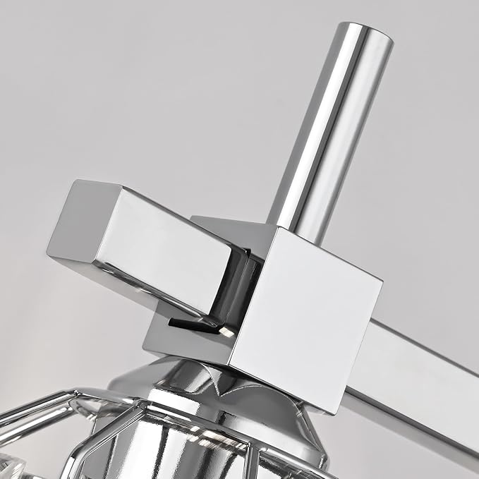 SOLFART Crystal 4 Lights Bathroom Lights Over Mirror Bathroom Lighting Fixtures Over Mirror Chrome Vanity Light Fixture Bathroom Vanity Light 4T CH