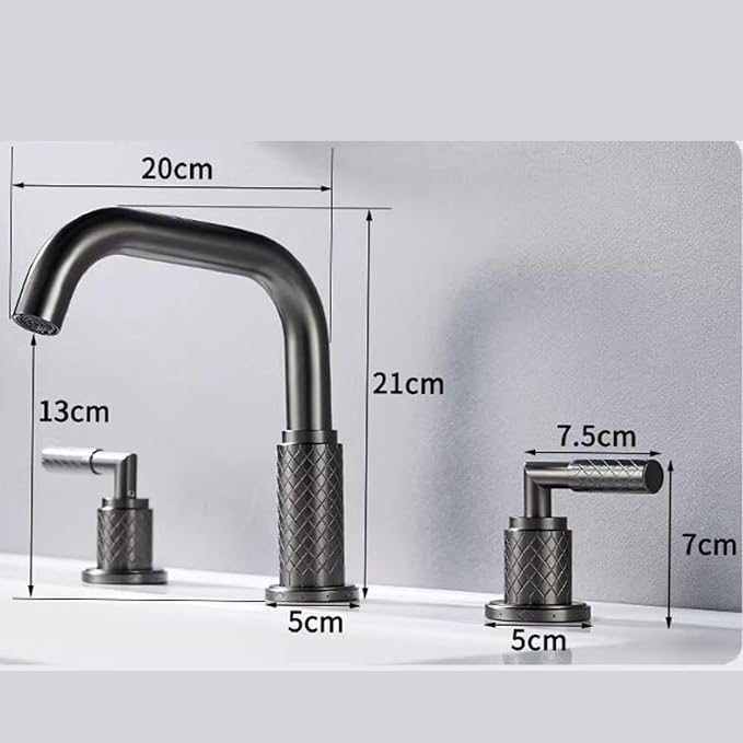 Bathroom Basin Mixer Faucet 3 Hole Brass Swivel Hot and Cold Water-Antique
