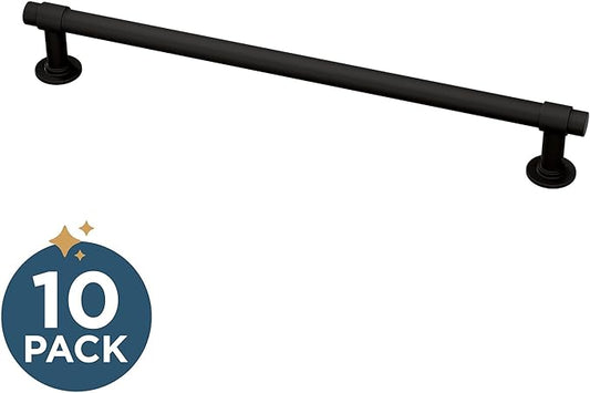 Franklin Brass 10 Pack Matte Black Cabinet Handles 7-9/16 inch (192mm) Kitchen Cabinet Handles and Drawer Pulls for Cupboards and Dressers | Francisco Collection