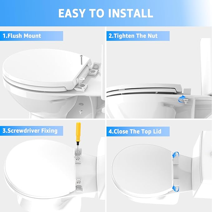 Toilet Seat Round with Toddler Seat 16.5 Inch & Quick Release - Quick Connect, Potty Training Toilet Seat Soft Close, PP Material Safe & Easy Clean, Firm Accessories Stay Tight, White Plastic