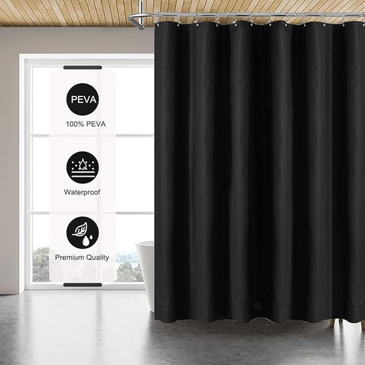 Black Shower Curtain Liner 4 Pack, 4G PEVA Shower Liner, Plastic Peva Waterproof Shower Curtains, 72x72 inch with Grommet Holes 3 Magnetic Weights