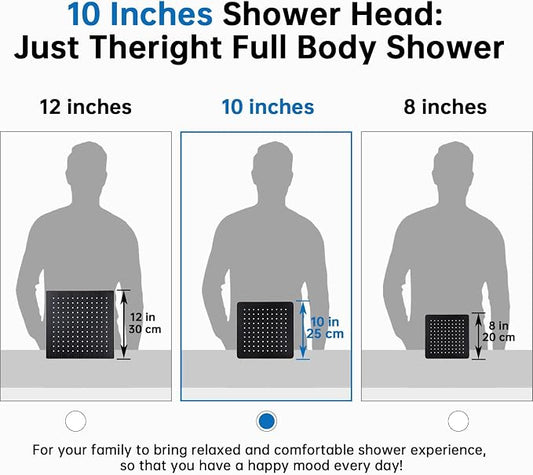 G-Promise All Metal 10" Rain Shower Head with Handheld for Bathroom Upgrade | All Metal, Built to Last, Easy Install, Adjustable Height & Angle for All Heights, Extra Long Hose, Modern Upgrade