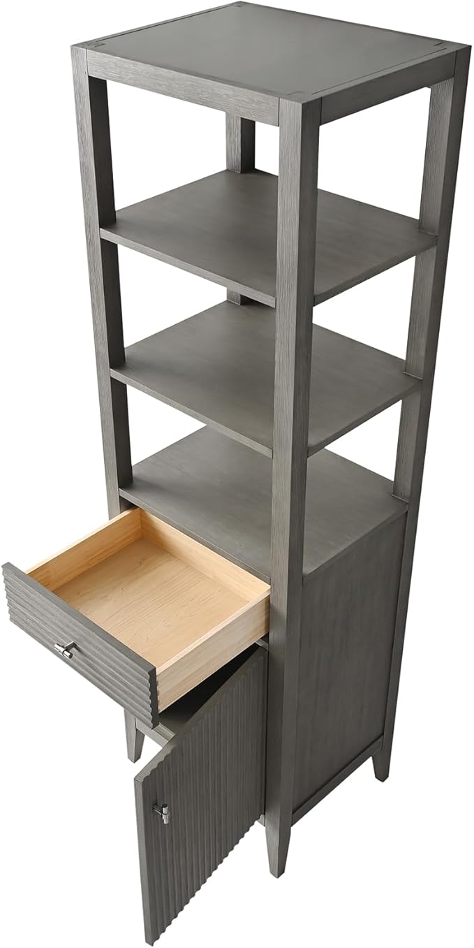 Vanity Art Vanity with Storage Cabinet & Shelves, Free-Standing Vanity with Soft-Closing Doors, Driftwood Gray, Golden Brushed Handware VA91-LC-DG-GB