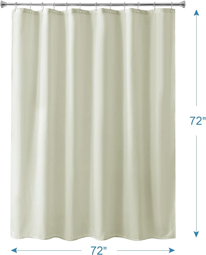 Ivory Shower Curtain Liner, Ivory Fabric Shower Liner, 2-in-1 Bathroom Shower Curtain and Liner, 12 Grommet Holes, Water Proof, Machine Washable, Hotel Quality, 72 x 72 Inches