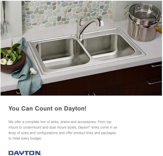 Dayton DD233223 Equal Double Bowl Drop-in Stainless Steel Sink