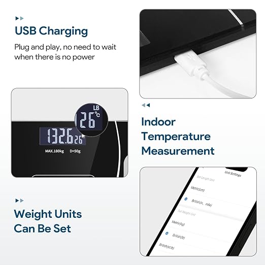 Smart Body Fat Scale with Led Display - Digital Bathroom Scale with Bluetooth, Accurate Body Composition Measurement, Muscle Mass, BMI, and Body Water Analysis