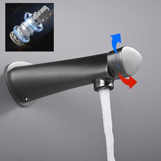 BiaoTeng Concealed Wall Mounted Bathroom Faucet Single Handle Hot and Cold Brass Faucets for Bathroom Sinks Single Hole White
